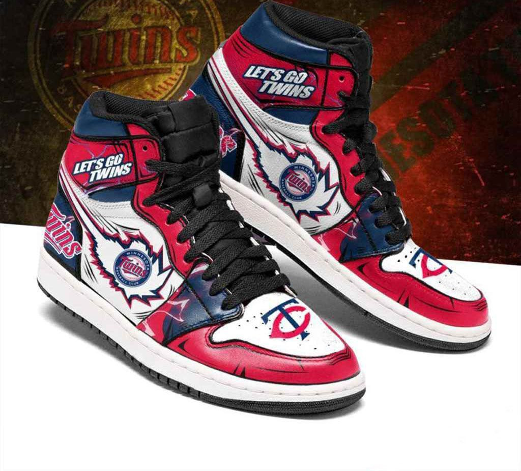 Minnesota Twins MLB baseball Fashion Sneakers Basketball Shoes Leather High Top Air Jordan Sneaker, Air Jordan Hightop