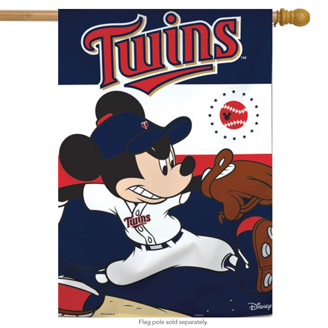 Minnesota Twins MLB Mickey Mouse Baseball Garden Flag, House Flag