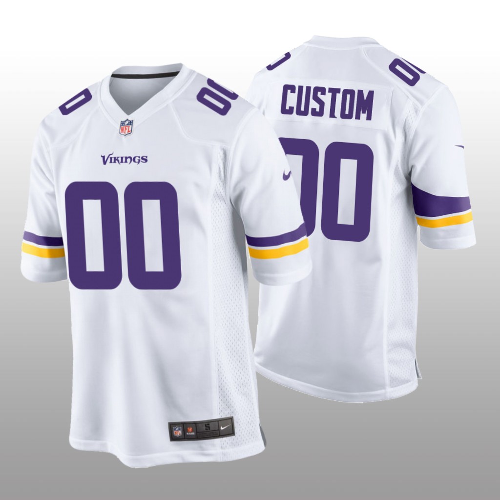 Minnesota Vikings #00 White Men's Custom Game Jersey