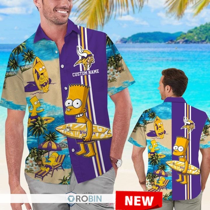 Minnesota Vikings Bart Simpson Hawaiian Shirt