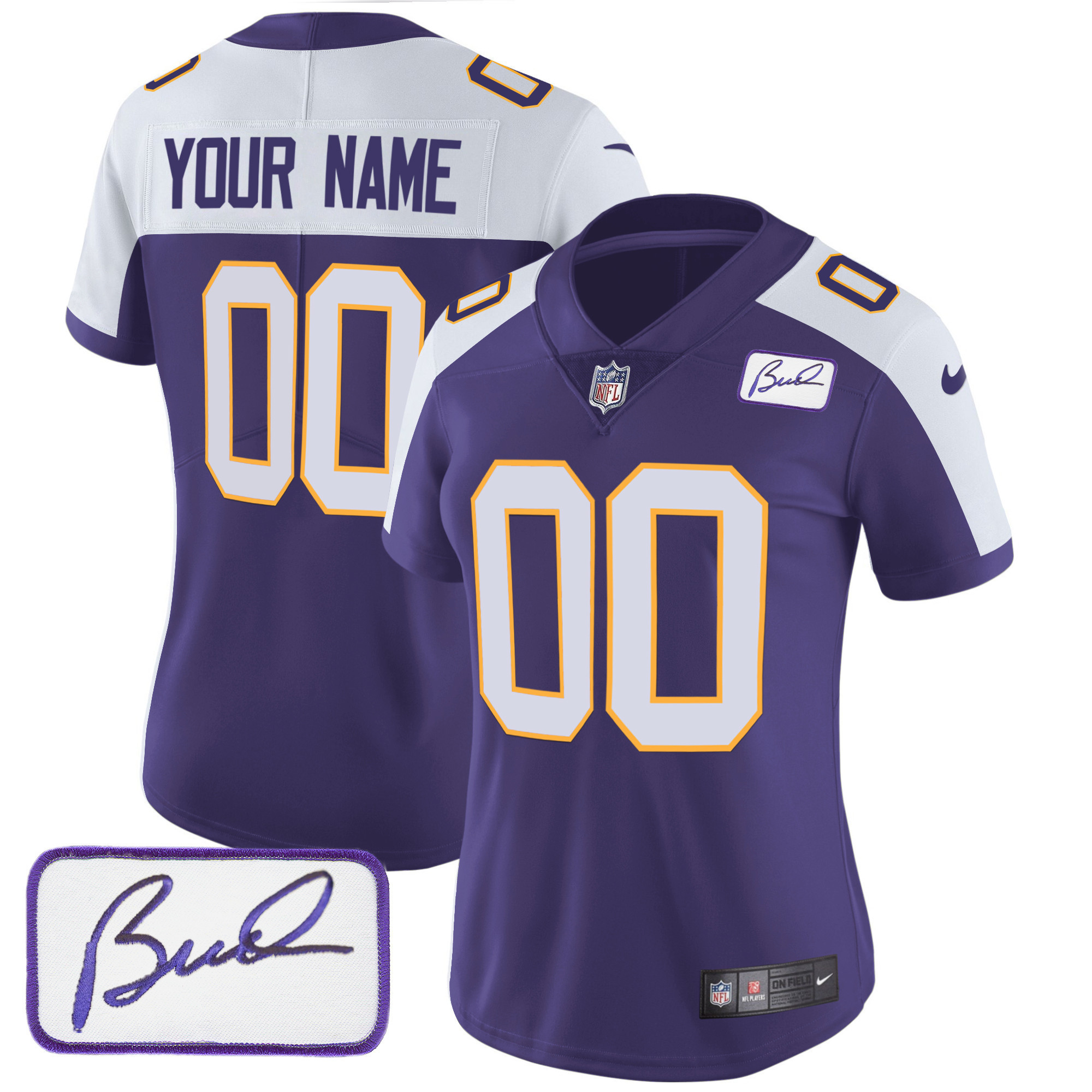Minnesota Vikings Bud Grant Patch Classic Limited Custom Alternate Jersey - All Stitched