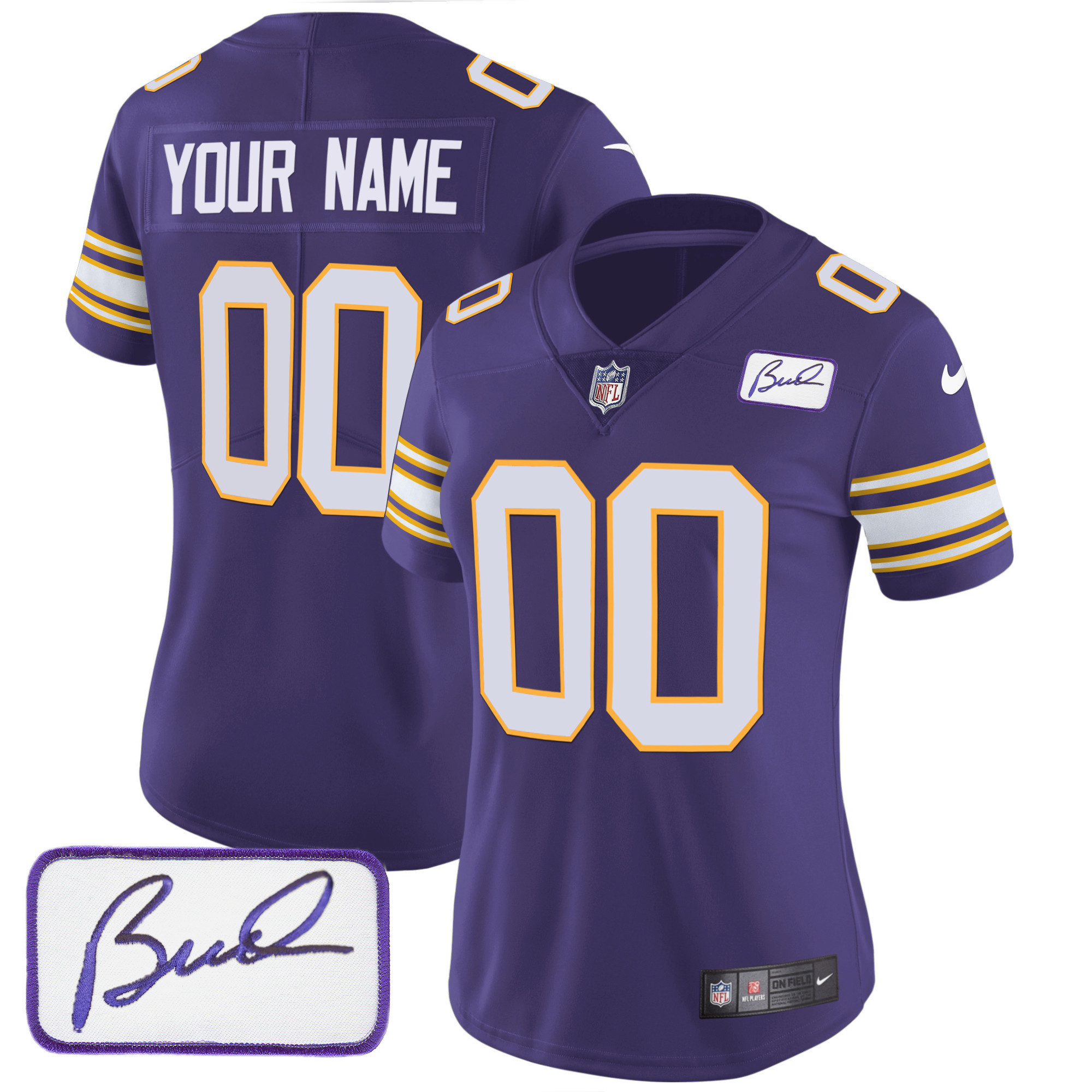 Minnesota Vikings Bud Grant Patch Classic Limited Custom Purple Jersey - All Stitched