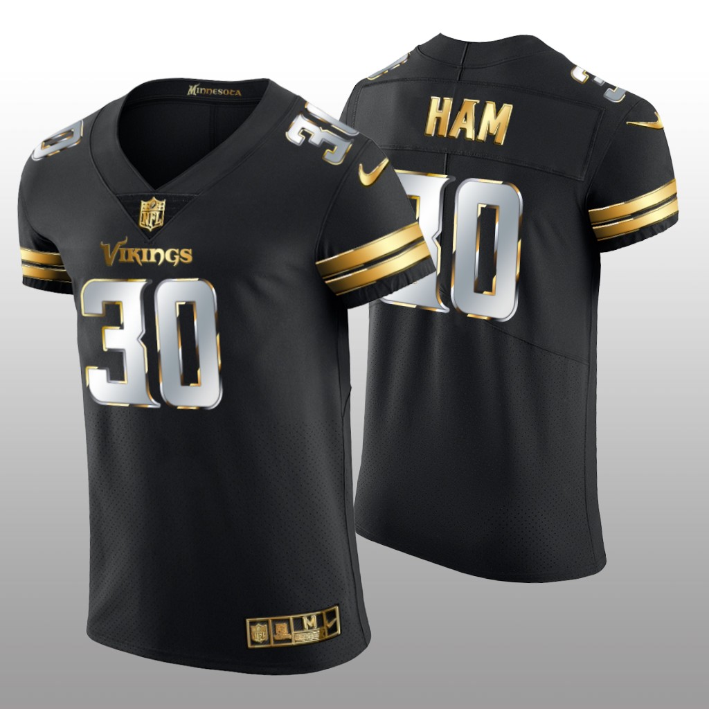 Minnesota Vikings C.J. Ham Black Vapor Elite Jersey Golden Edition Men's