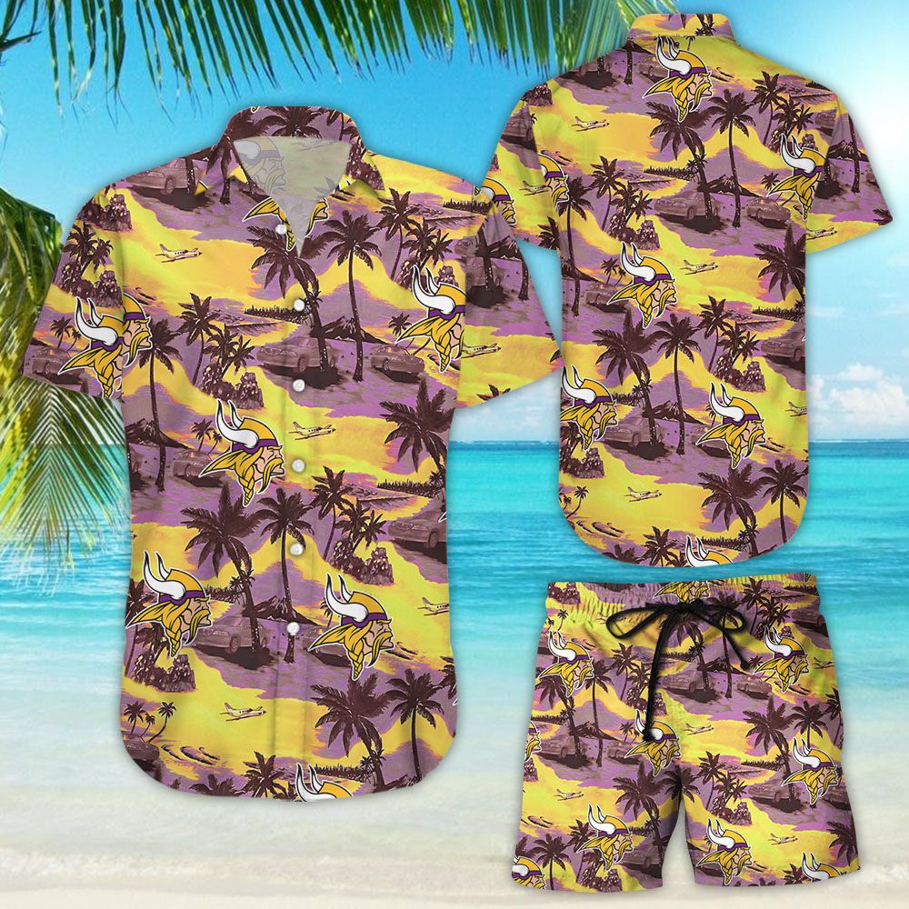 Minnesota Vikings Coconut Tree Hawaii Shirt 3D