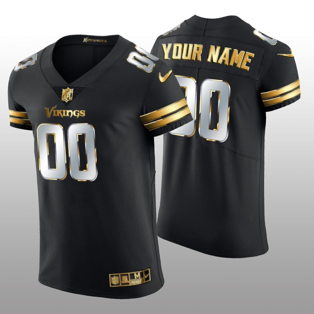 Minnesota Vikings Custom Black Vapor Elite Jersey Golden Edition Men's