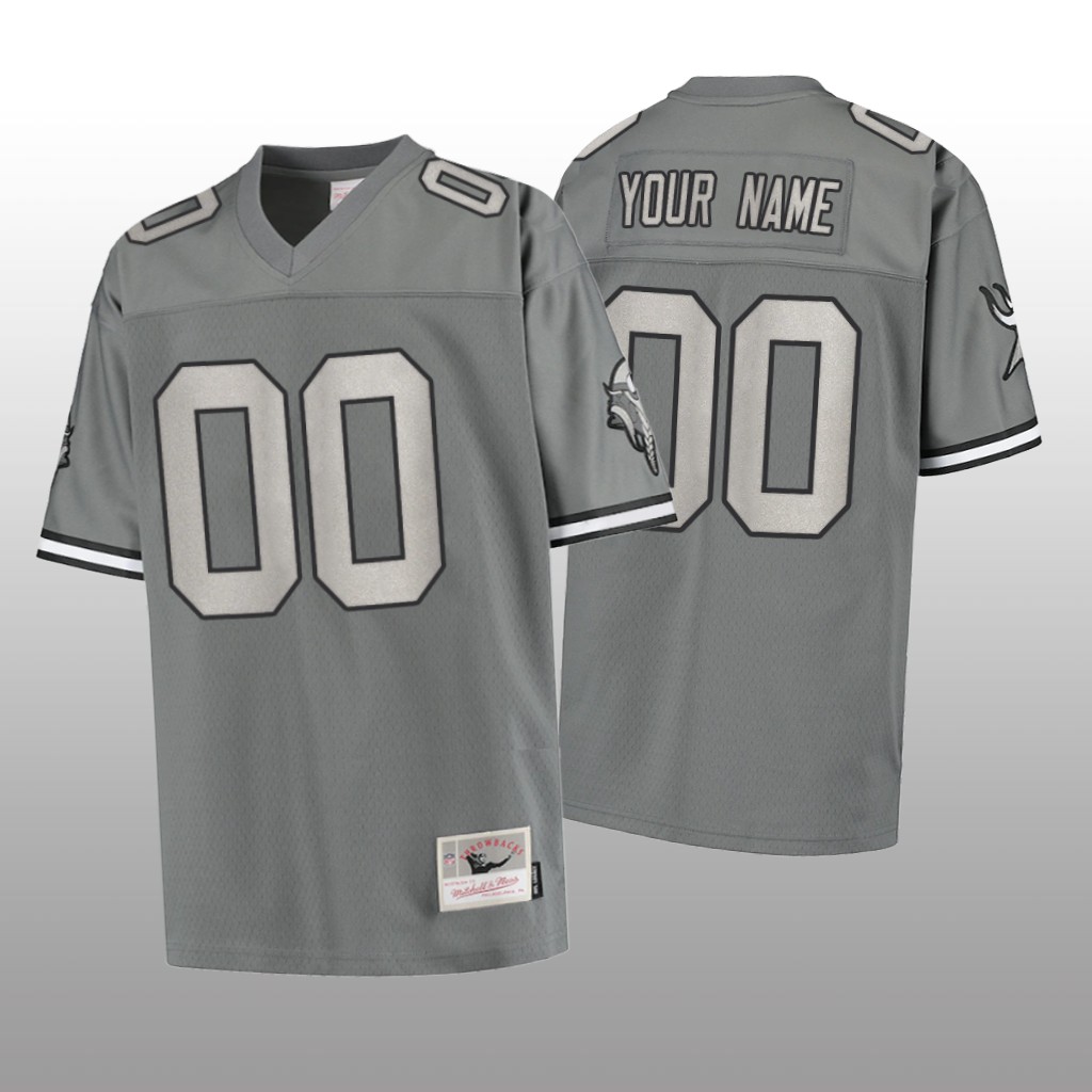 Minnesota Vikings Custom Charcoal Jersey 1998 Metal - Men's