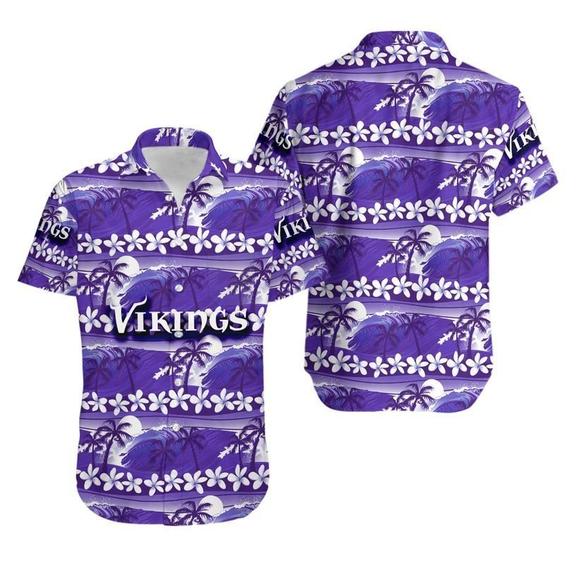 Minnesota Vikings Flower and Coconut Trees Hawaiian Shirt