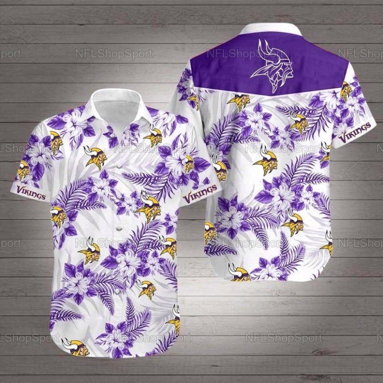 Minnesota Vikings Flower Floral Hawaiian Shirt