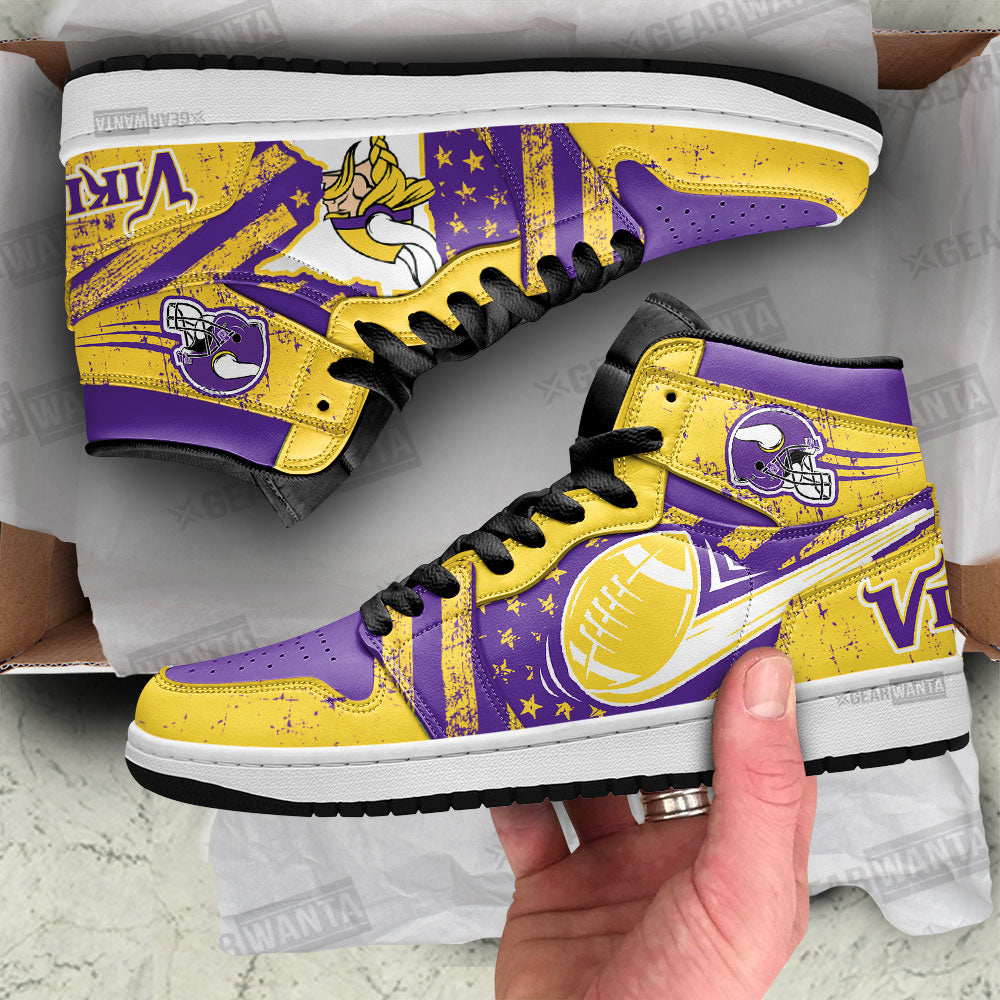 Minnesota Vikings Football Team J1 Shoes For Fans Sneakers, Air Jordan Hightop