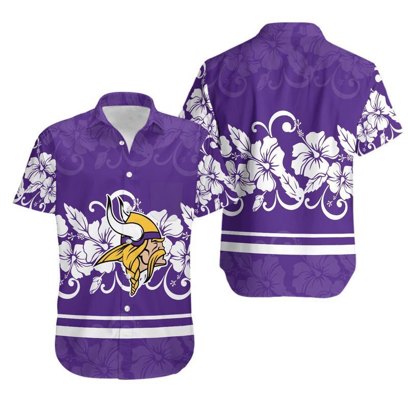 Minnesota Vikings Hibiscus Flowers Hawaiian Shirt