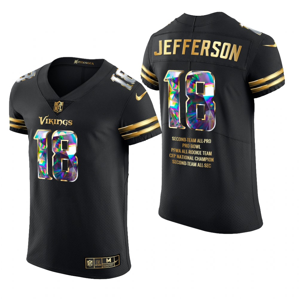 Minnesota Vikings Justin Jefferson Black Jersey Career Highlights Men's
