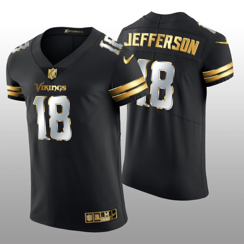 Minnesota Vikings Justin Jefferson Black Vapor Elite Jersey Golden Edition Men's
