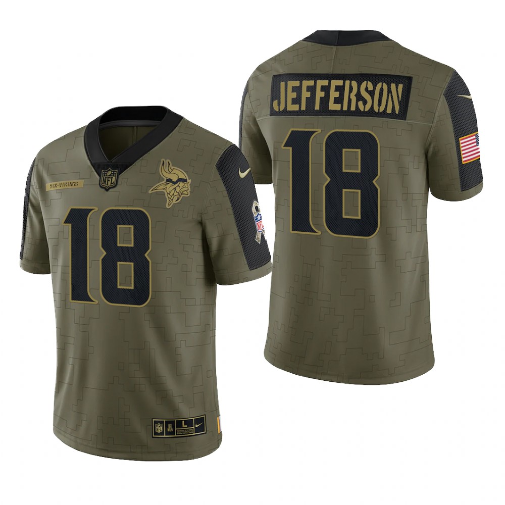 Minnesota Vikings Justin Jefferson Olive Limited Jersey 2021 Salute To Service - Men's
