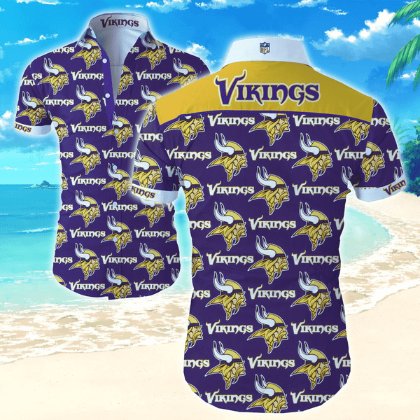 Minnesota Vikings Logo Pattern Hawaiian Shirt
