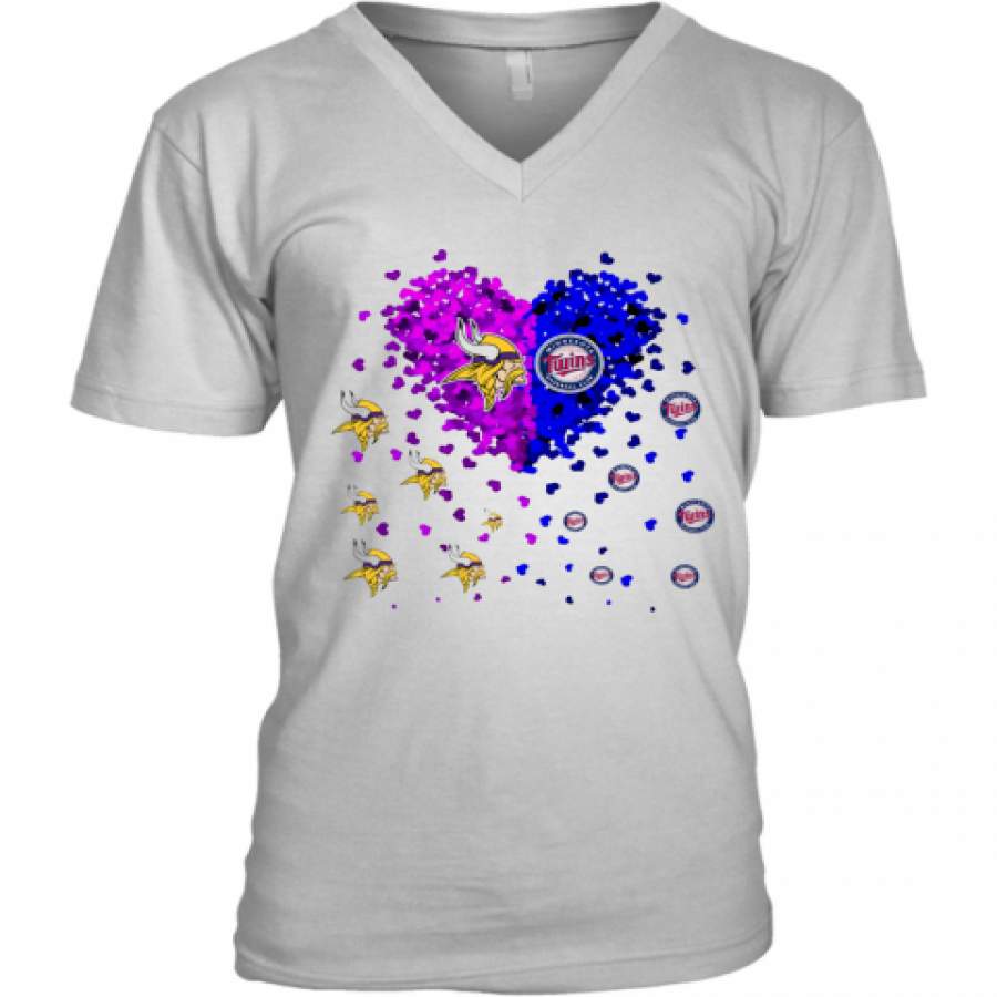 Minnesota Vikings Love Minnesota Twins Heart Special Version T-Shirt