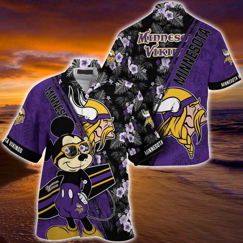 Minnesota Vikings NFL Summer – Hawaii Shirt For This Season – Gift For Sport Lovers Mickey And Floral Pattern