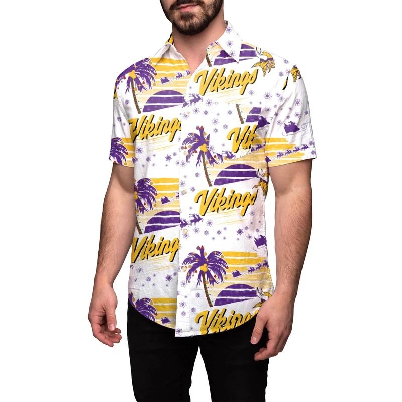 Minnesota Vikings Nfl The National Football League MenS Winter Tropical Hawaiian Shirt