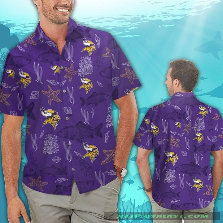 Minnesota Vikings Ocean Fishes Hawaiian Shirt
