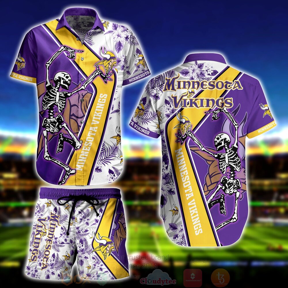 Minnesota Vikings Skeleton Hawaiian Shirt