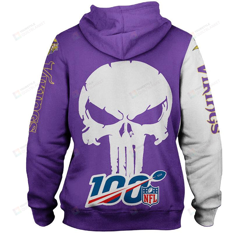 Minnesota Vikings Skull 3D All Over Print Hoodie Hoodie