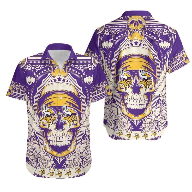 Minnesota Vikings Skull Hawaiian Shirt