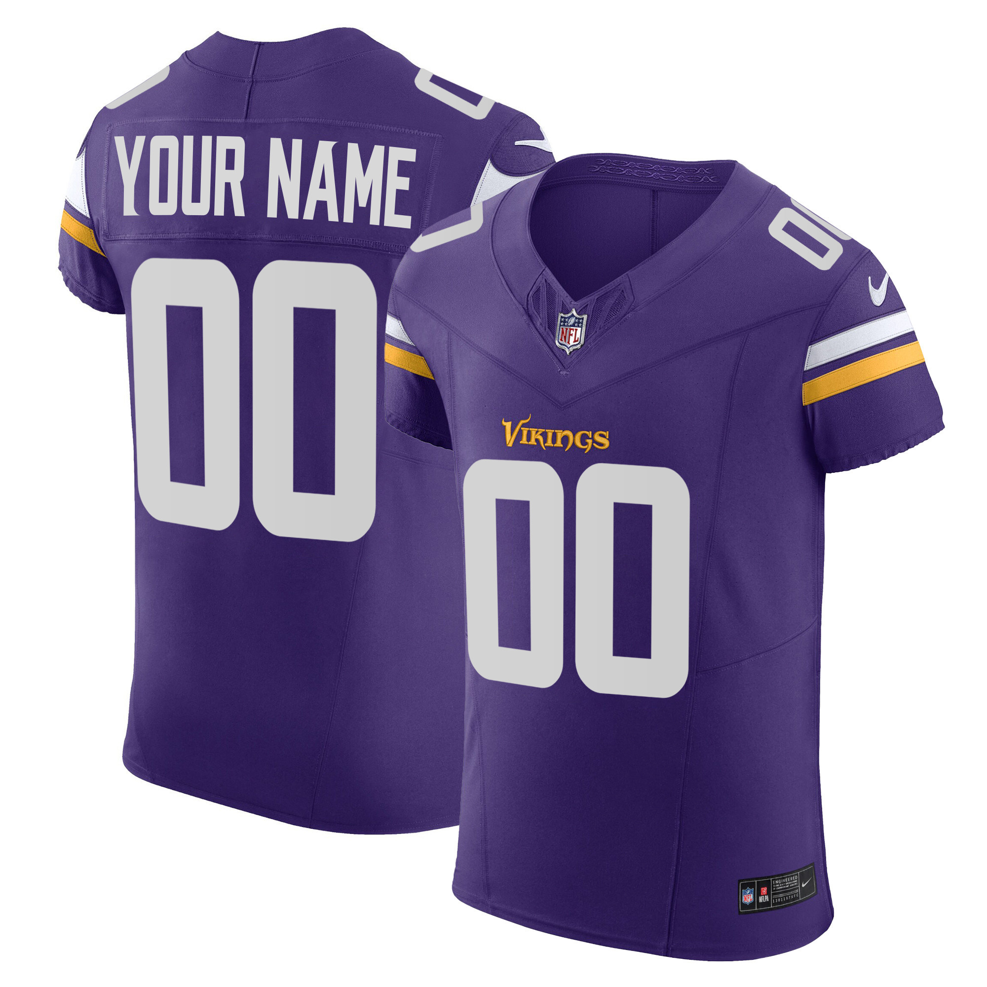 Minnesota Vikings Vapor Elite Custom Purple Jersey - All Stitched