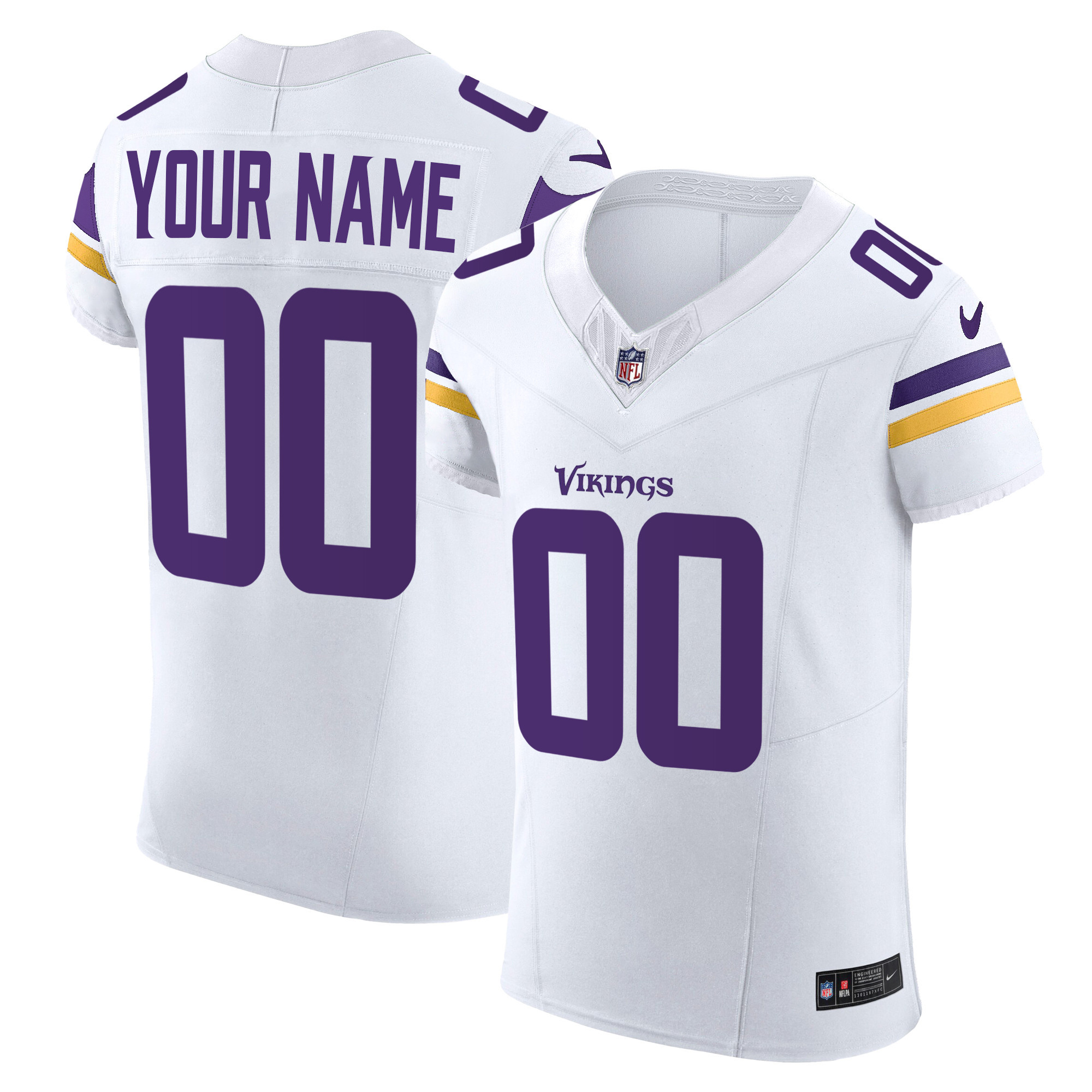 Minnesota Vikings Vapor Elite Custom White Jersey - All Stitched