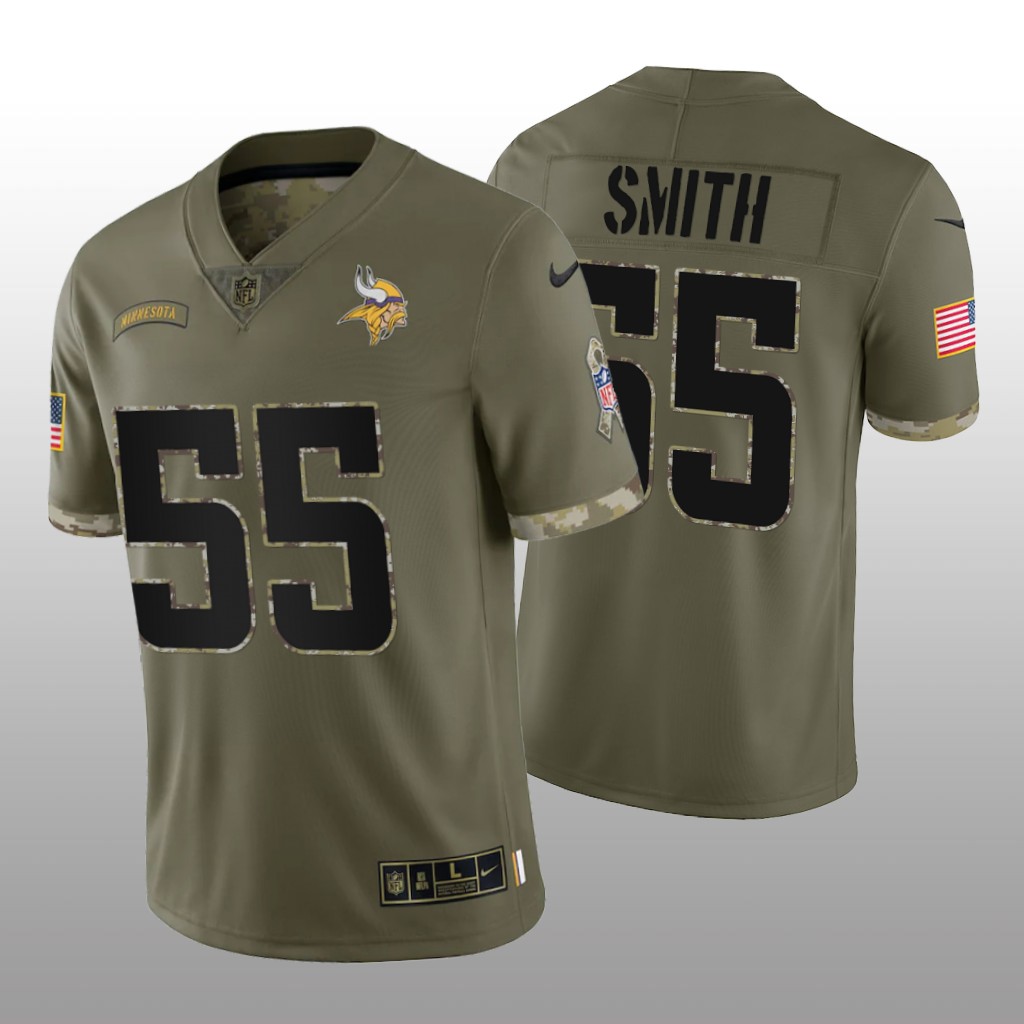 Minnesota Vikings Za'Darius Smith Olive Jersey 2022 Salute To Service - Men's