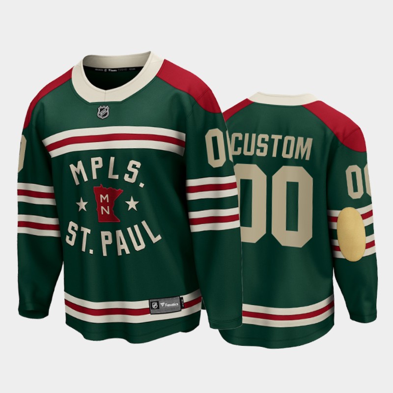 Minnesota Wild #00 Custom 2022 Winter Classic Green State of Jersey
