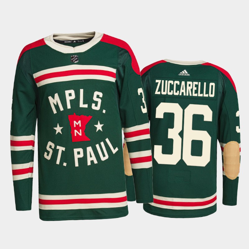 Minnesota Wild #36 Mats Zuccarello 2022 Winter Classic Green State of Jersey