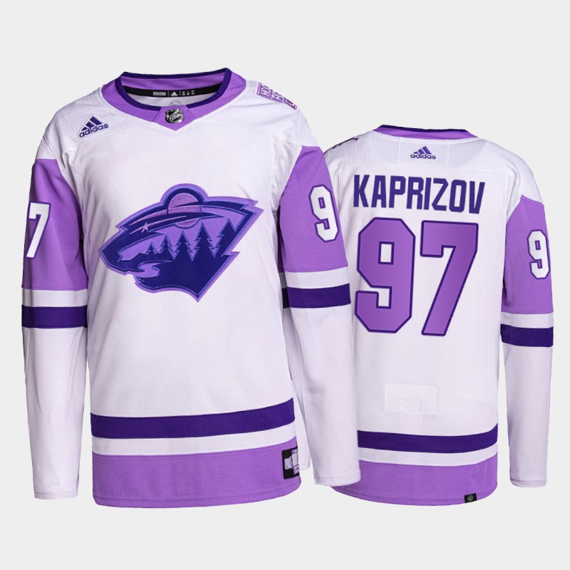 Minnesota Wild FightsCancer Kirill Kaprizov White #97 Primegreen Jersey