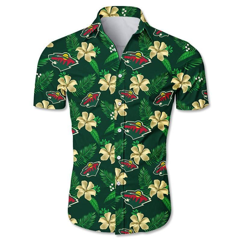 Minnesota Wild Hawaiian Shirt Floral Button Up Slim Fit Body