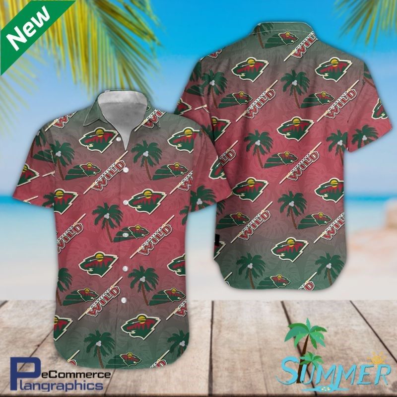Minnesota Wild Ice Hockey Team Aloha Shirt Hawaiian Aloha Shirt Hawaiian Beach Shirt