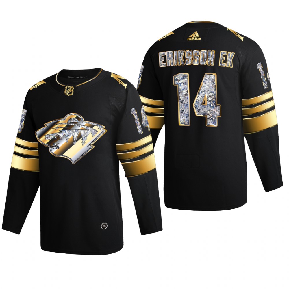 Minnesota Wild Joel Eriksson Ek #14 Diamond Edition 2022 Stanley Cup Playoffs Black Jersey