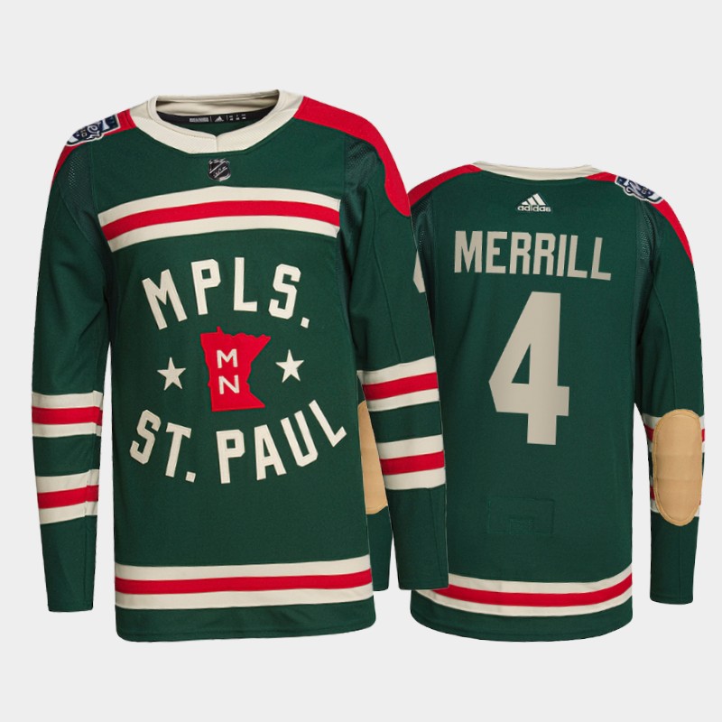 Minnesota Wild Jon Merrill #4 2022 Winter Classic Green Jersey
