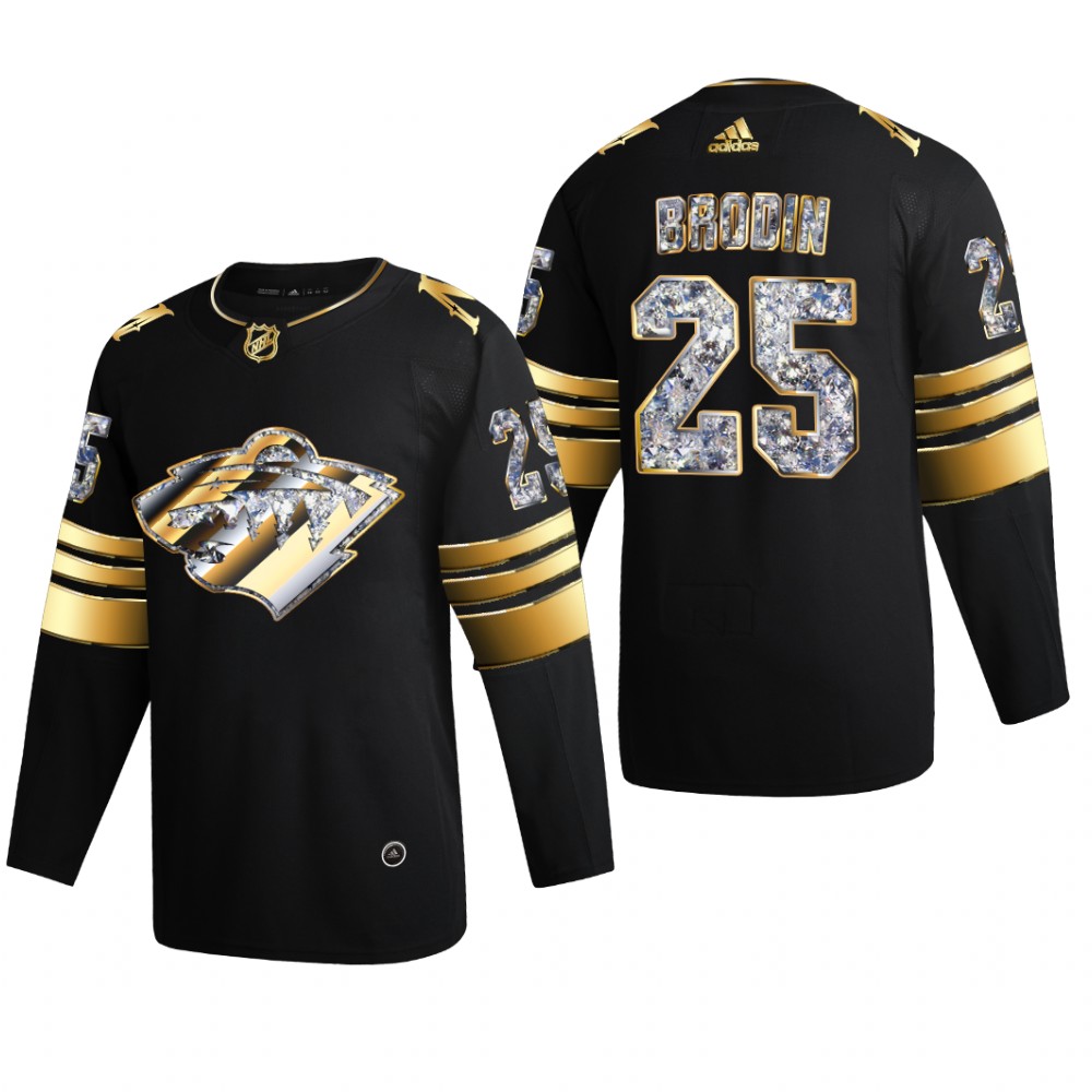 Minnesota Wild Jonas Brodin #25 Diamond Edition 2022 Stanley Cup Playoffs Black Jersey