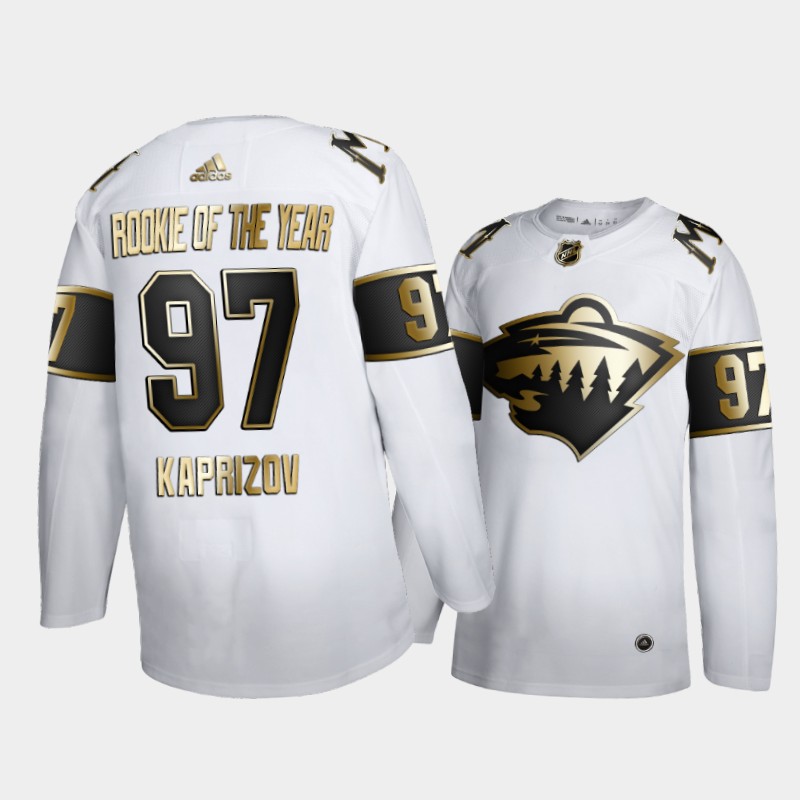 Minnesota Wild Kirill Kaprizov #97 Calder Trophy 2021 Rookie of the year White Jersey