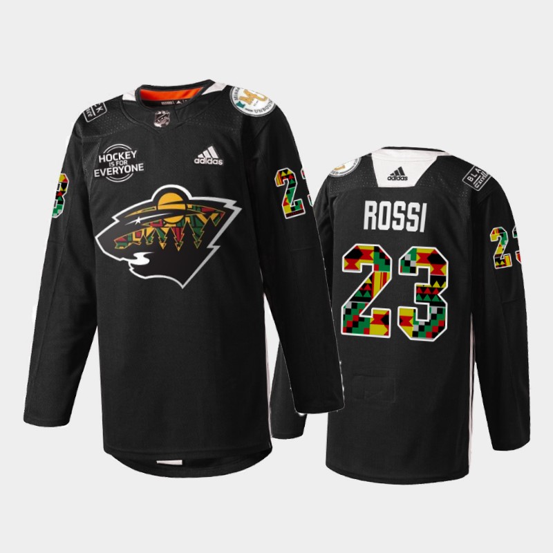 Minnesota Wild Marco Rossi #23 Black History Month 2022 Jersey Black Practice