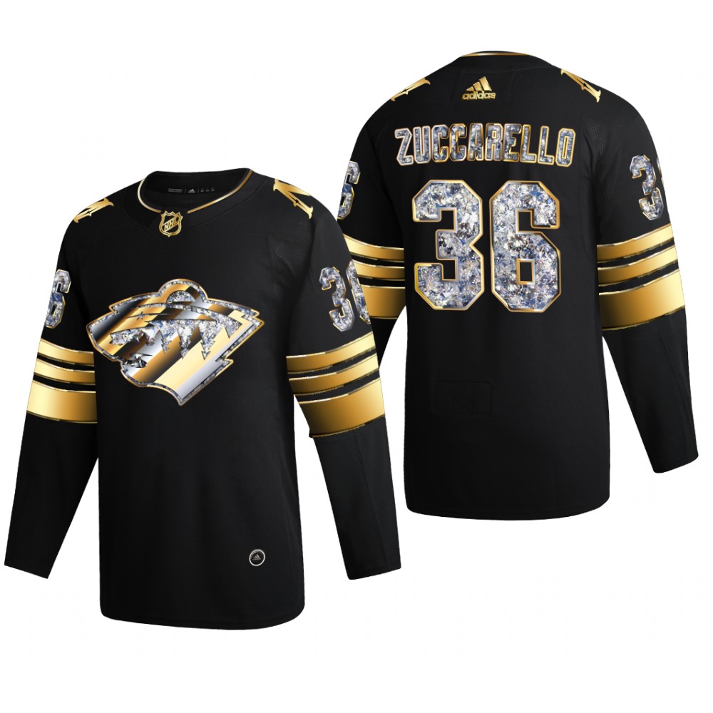 Minnesota Wild Mats Zuccarello #36 Diamond Edition 2022 Stanley Cup Playoffs Black Jersey