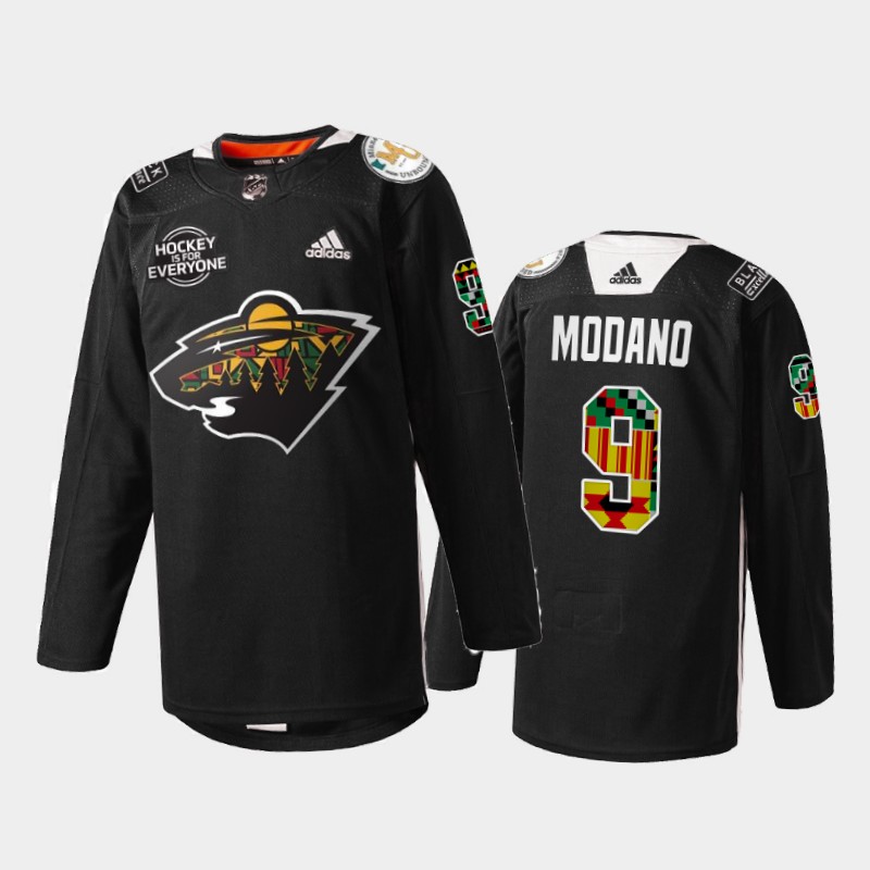 Minnesota Wild Mike Modano #9 Black History Month 2022 Jersey Black Practice