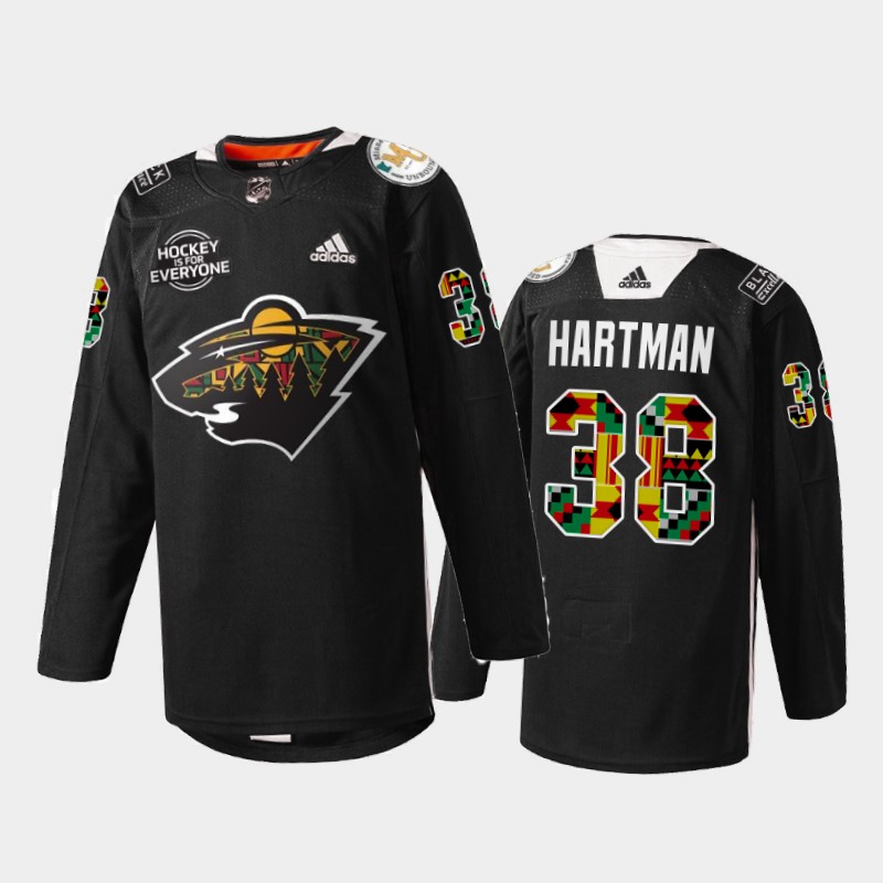 Minnesota Wild Ryan Hartman #38 Black History Month 2022 Jersey Black Practice
