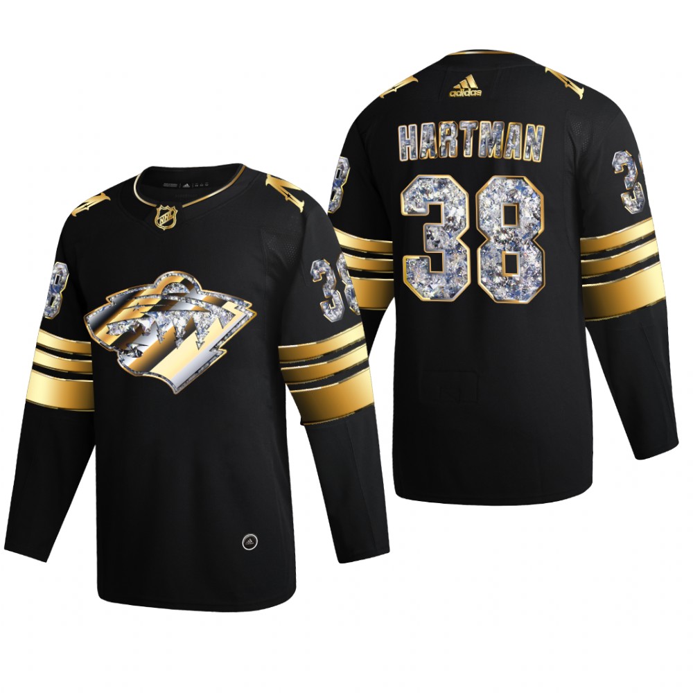 Minnesota Wild Ryan Hartman #38 Diamond Edition 2022 Stanley Cup Playoffs Black Jersey