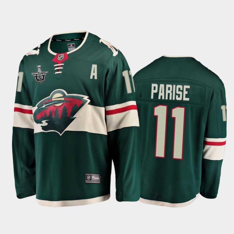 Minnesota Wild Zach Parise #11 2020 Stanley Cup Playoffs Green Home Jersey