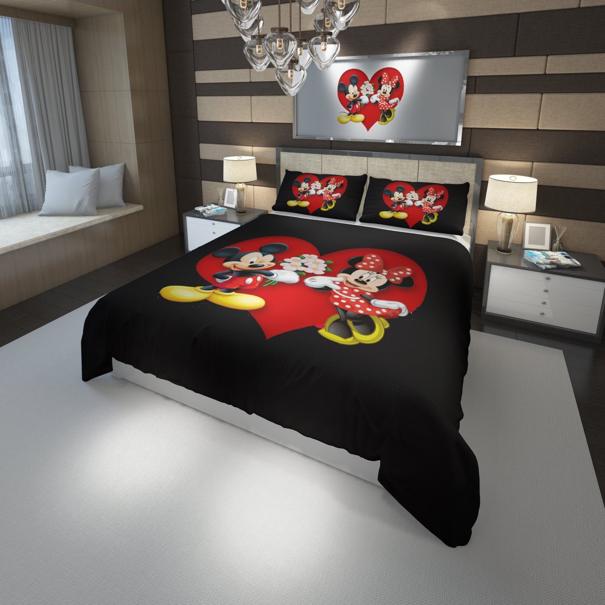Minnie Mickey Mouse 3D Customized Duvet Cover Bedding Set