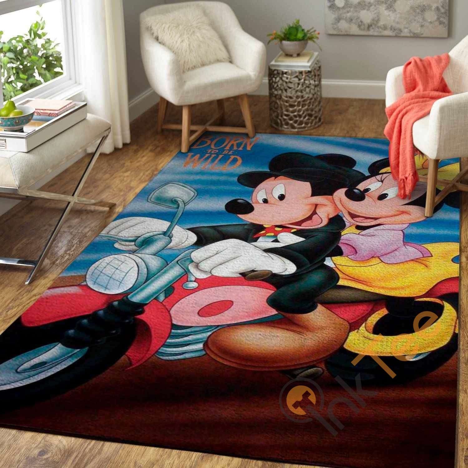 Minnie Mickey Mouse Motorbike Area Rectangle Rug