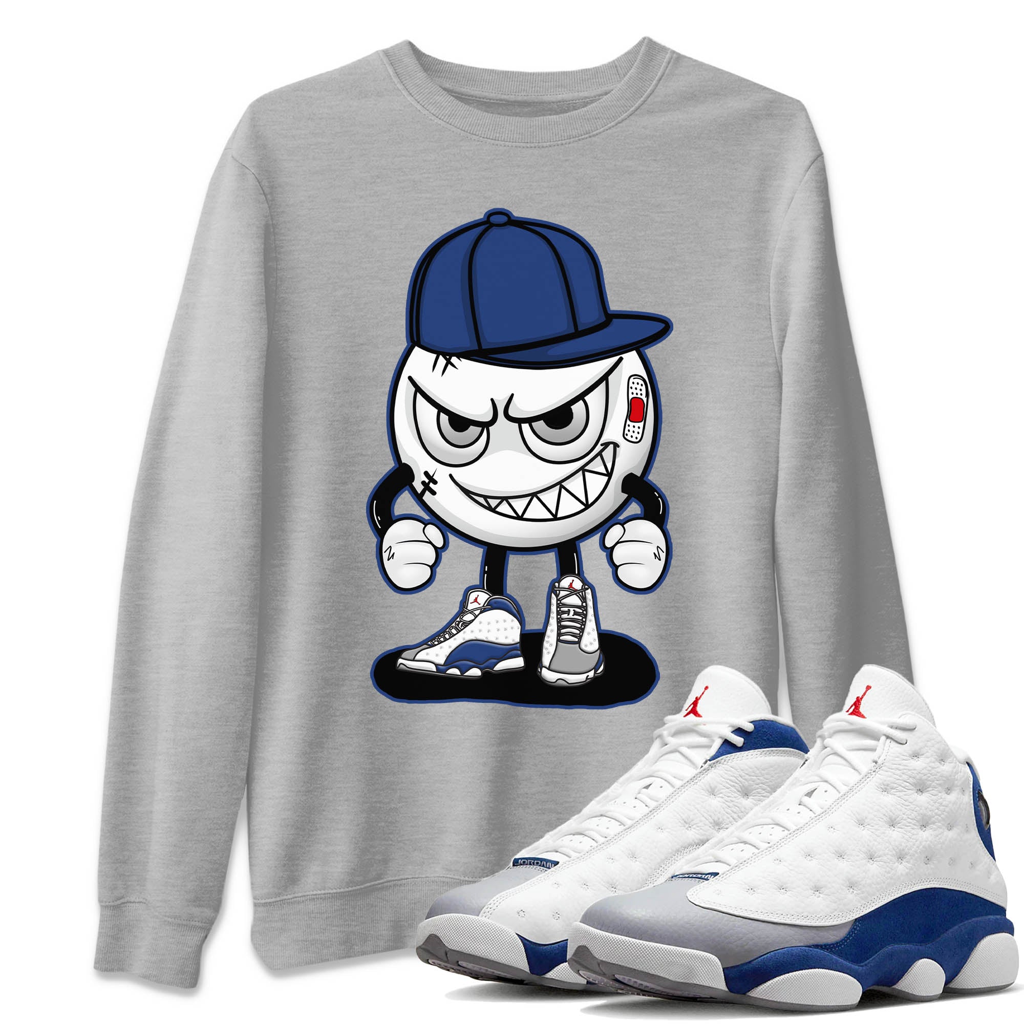 Mischief Emoji Unisex Sweater – Air Jordan 13 French Blue, Sneakers Matching Sweater