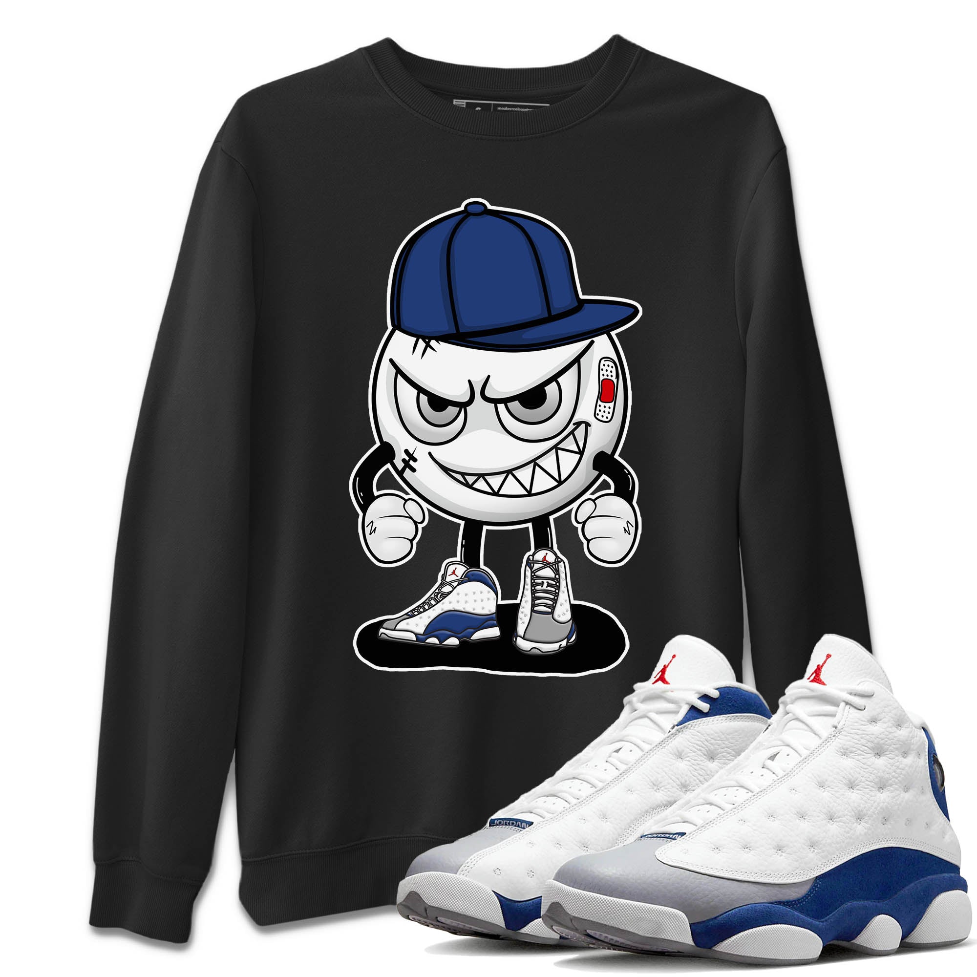 Mischief Emoji Unisex Sweater – Air Jordan 13 French Blue, Sneakers Matching Sweater
