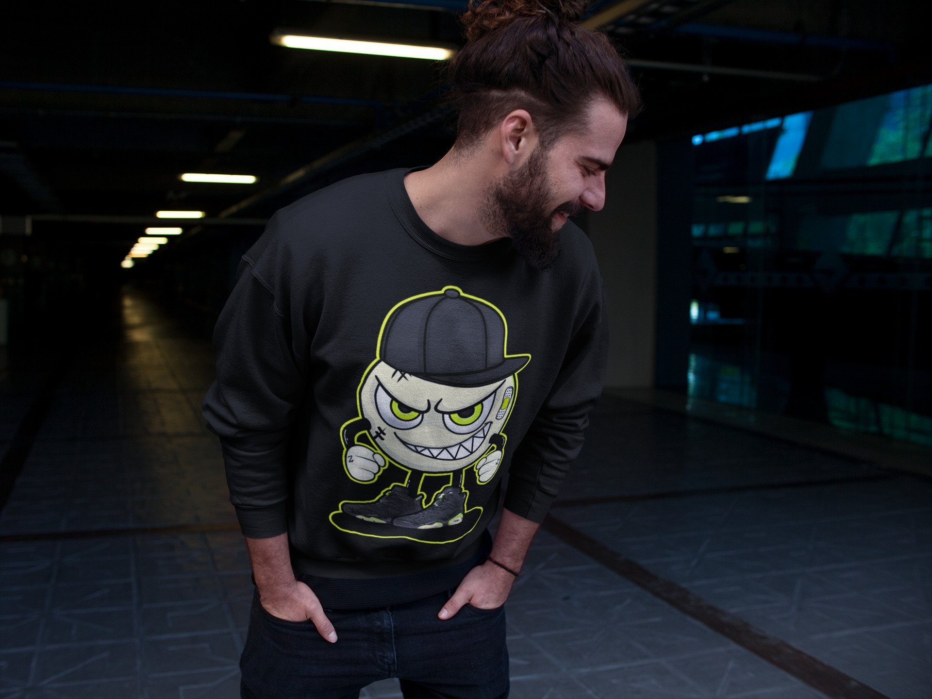 Mischief Emoji Unisex Sweater – Air Jordan 6 Electric Green, Sneakers Matching Sweater