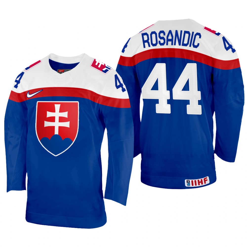 Mislav Rosandic Slovakia Blue Away Jersey 2022 IIHF World Championship