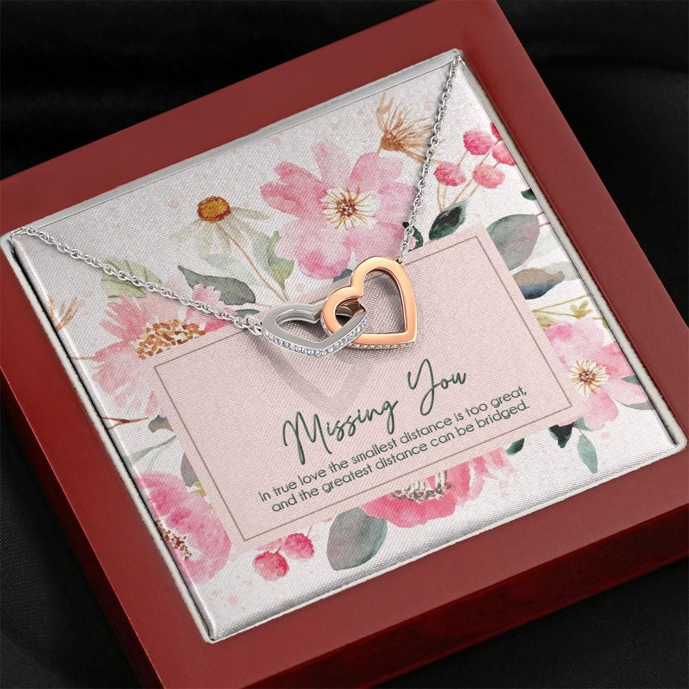 Miss You Interlocking Hearts Necklace Gift For Mom